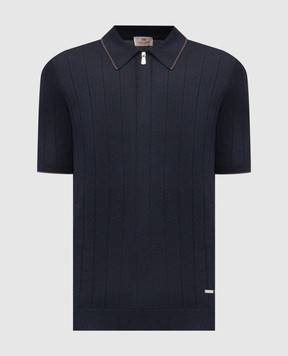 Enrico Mandelli Blue silk polo shirt 3K066A5675