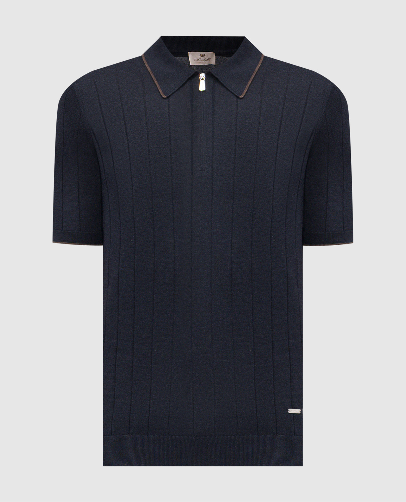 Blue silk polo shirt
