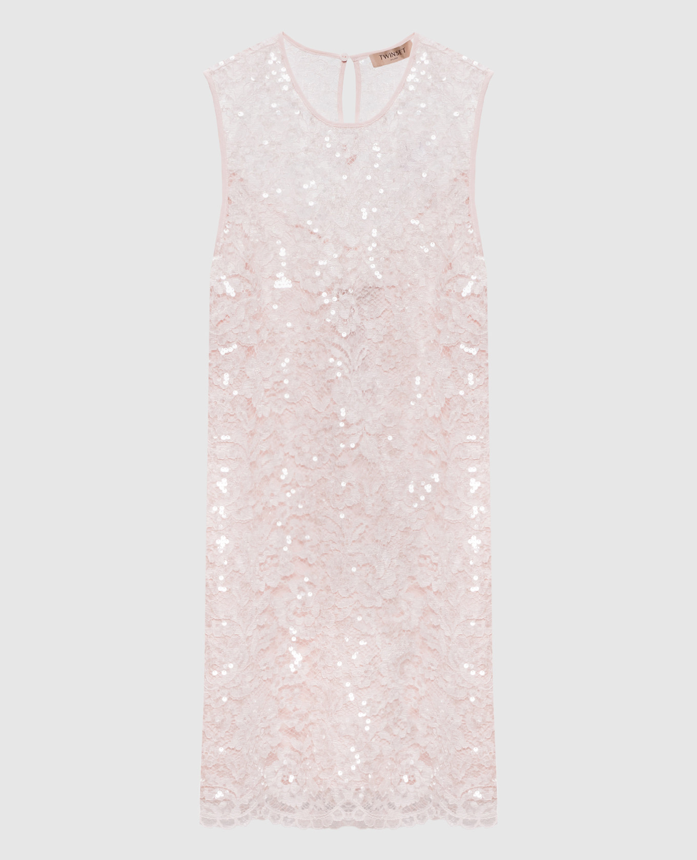 Pink lace mini dress with sequins
