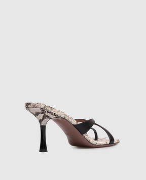 Paris Texas Lorena beige leather mules with reptile leather embossing PX1975XNPPT