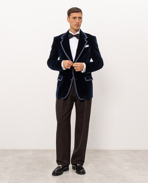Dolce&Gabbana Sicilia blue velvet tuxedo jacket G2VP0TGK446