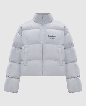 Balenciaga Grey cropped down jacket with logo embroidery 857741TPQ38
