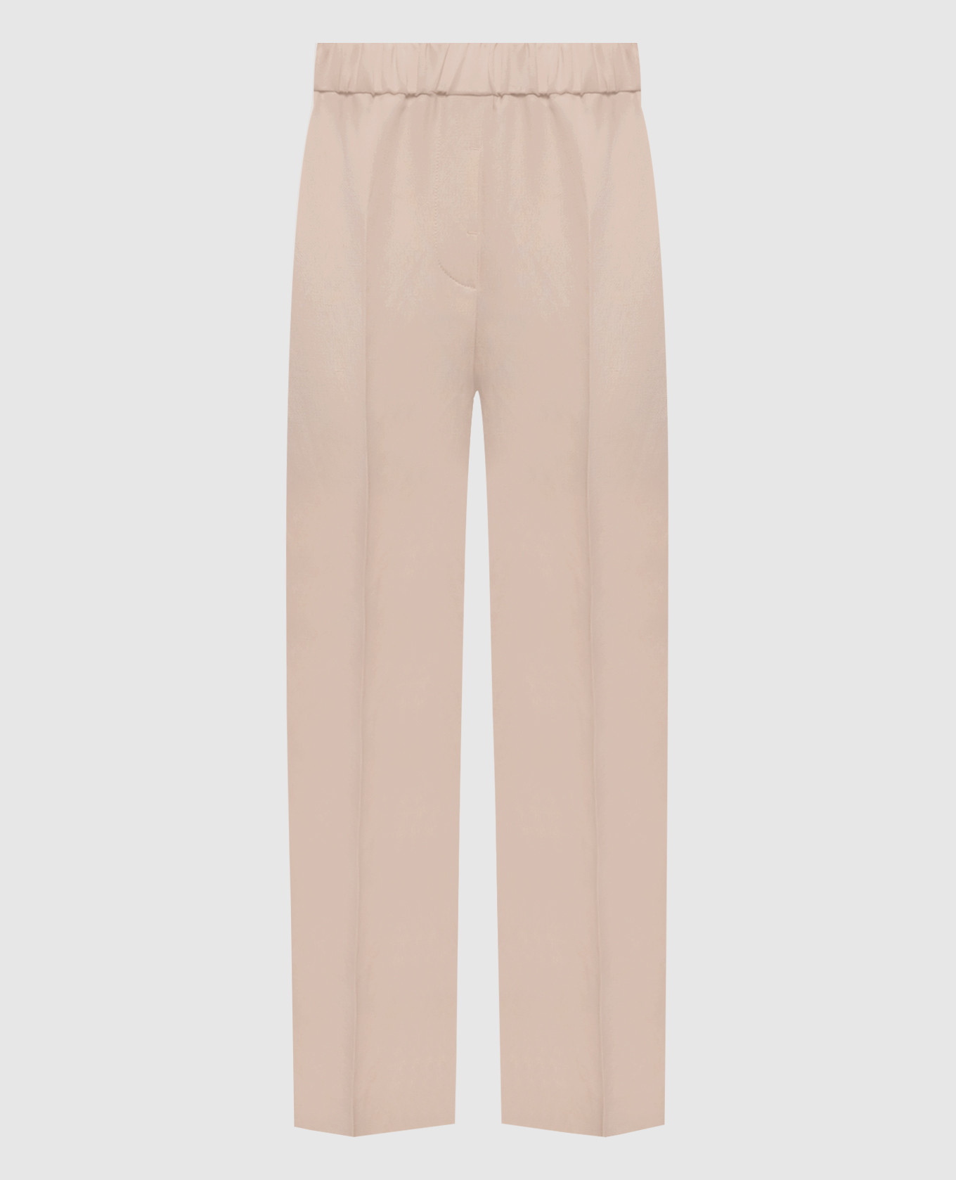 Beige linen pants with monil chain