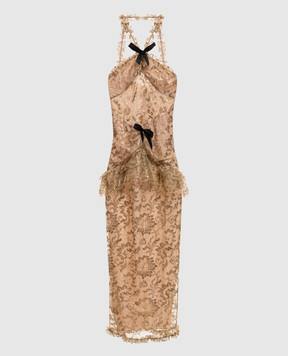 Alessandra Rich Golden lace midi dress FABX4402P4861