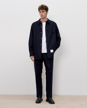 Thom Browne Blue wool and cashmere pants MTC001A06393