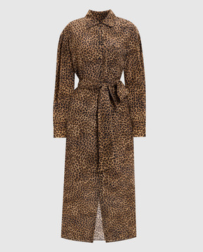 Max Mara Weekend Brown WKDDOLMEN shirt dress with animal print WKDDOLMEN