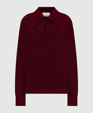 Claudia burgundy wool sweater with polo collar