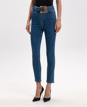 Balmain Blue skinny jeans with logo patch HF1MF075DG08
