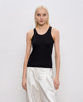 Brunello Cucinelli Black cashmere and silk lurex tank top M41848600