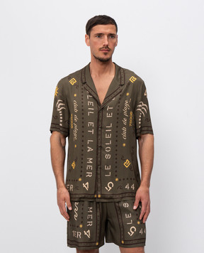 Balmain Khaki shirt with print GH0HN130VI80