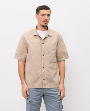 Stone Island Beige straight-cut shirt with logo embroidery L1S151100006S0168