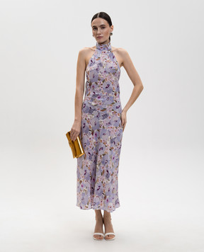 Balmain Purple silk dress with an open back GF1RO190SF37