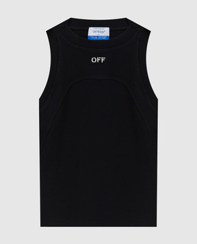 Off-White Black ribbed T-shirt with OFF logo embroidery 2AD236C99JER001