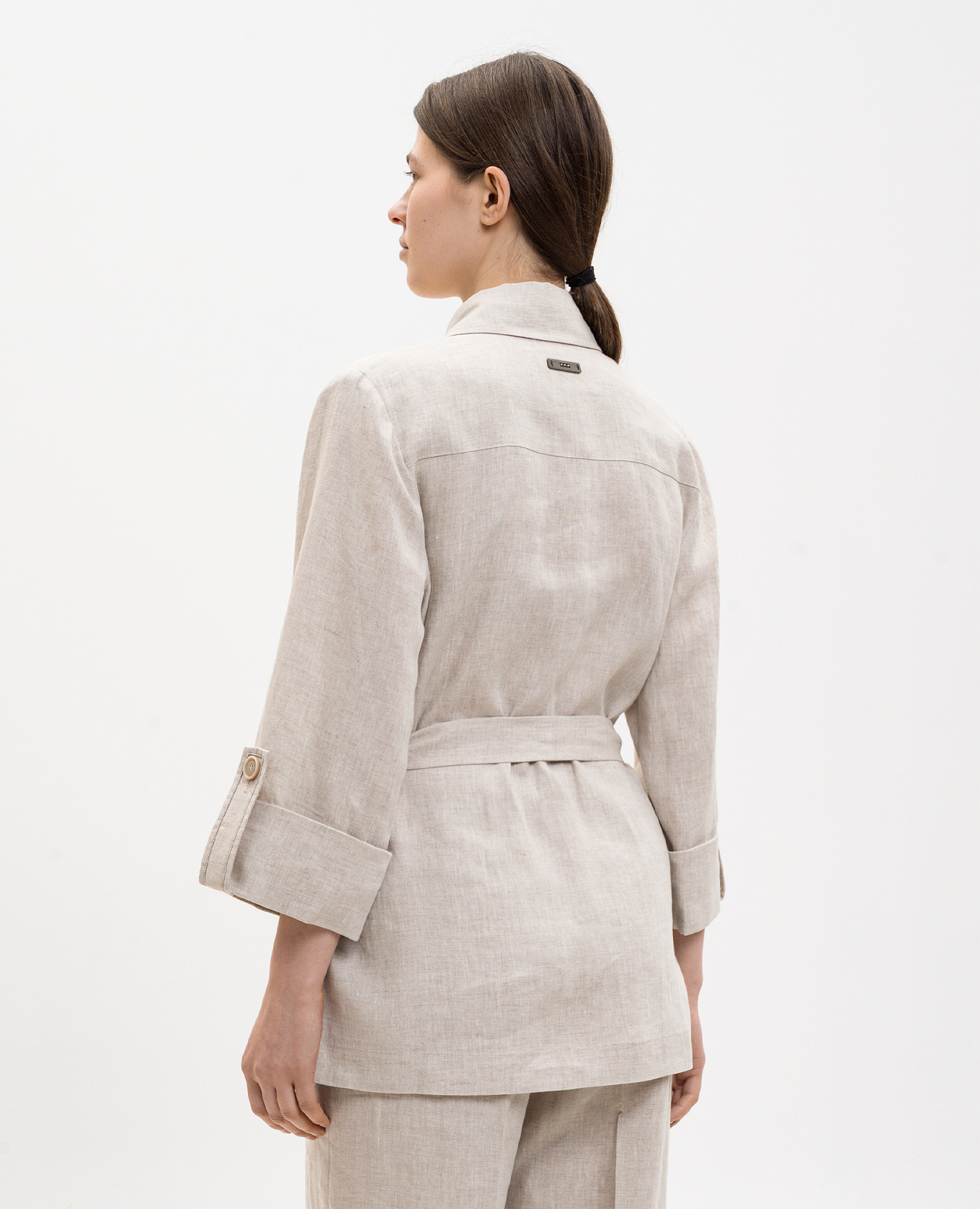 Beige linen shirt with belt Peserico 4