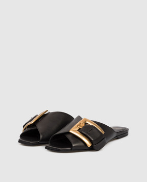 Balmain Anthem black leather flip-flops GN1UP141LVIT