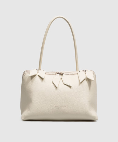 Elfenbeinfarbene Ledertasche von L'altra di Milano