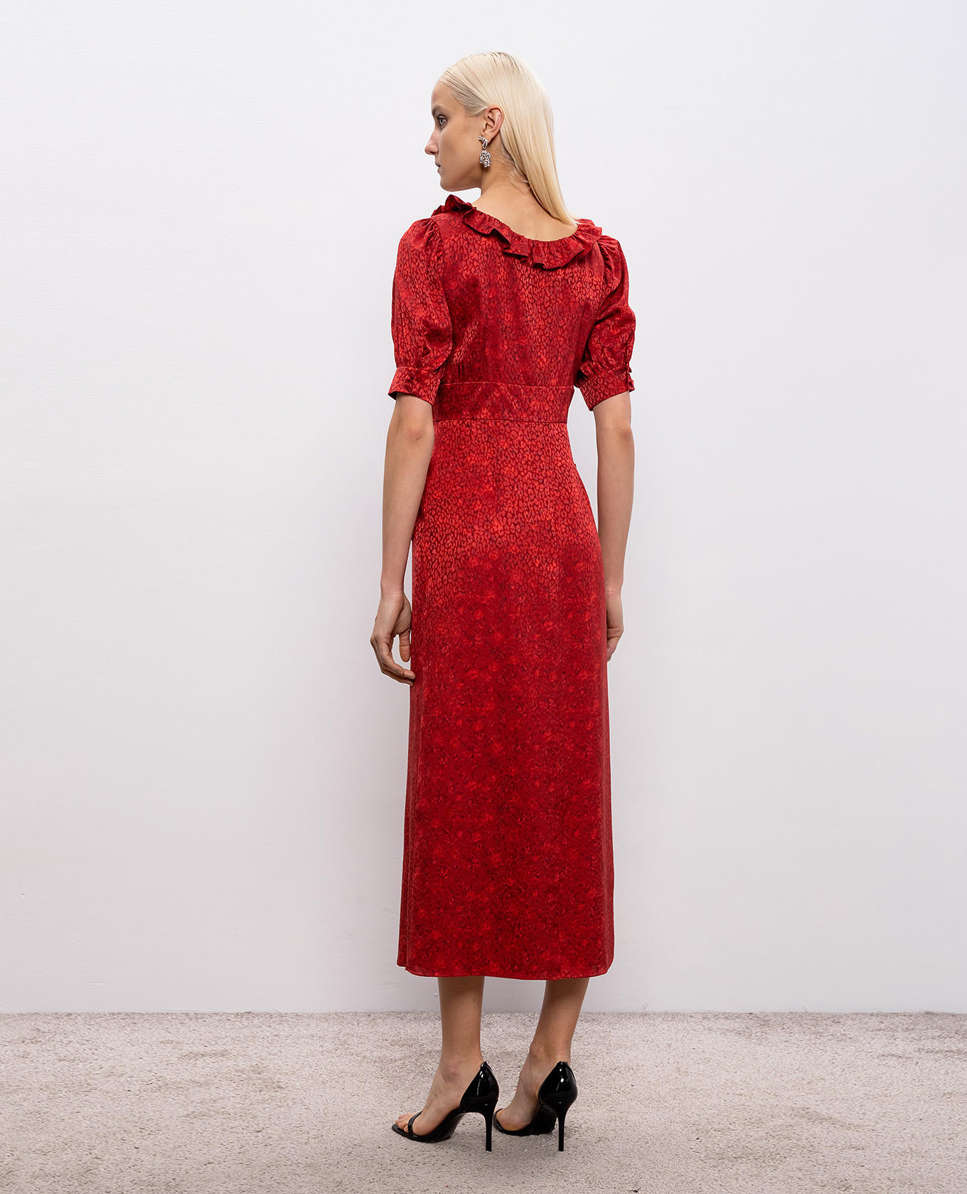 

Red silk dress with ruffles Alessandra Rich