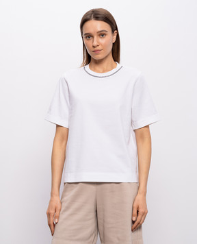 Brunello Cucinelli White T-shirt with chain M0T81BZ100