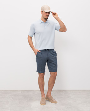 Enrico Mandelli Blue shorts made of wool, silk and linen GYMSHO6020