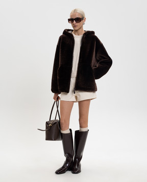 Babe Pay Pls Brown reversible sheepskin coat with hood 2536SETA