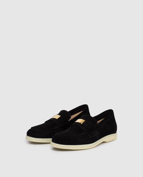 Babe Pay Pls Black suede loafers with logo engraving 218108ZA