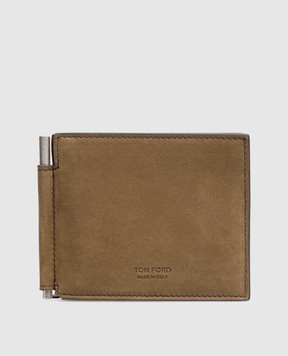 Tom Ford Brown nubuck cardholder with logo Y0231LCL504S