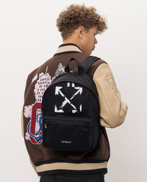 Off-White Children's black backpack with print OBNB001S26FAB001