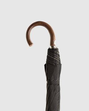 Pasotti Dark brown folding umbrella with pattern OMITUO64SPUNTO5