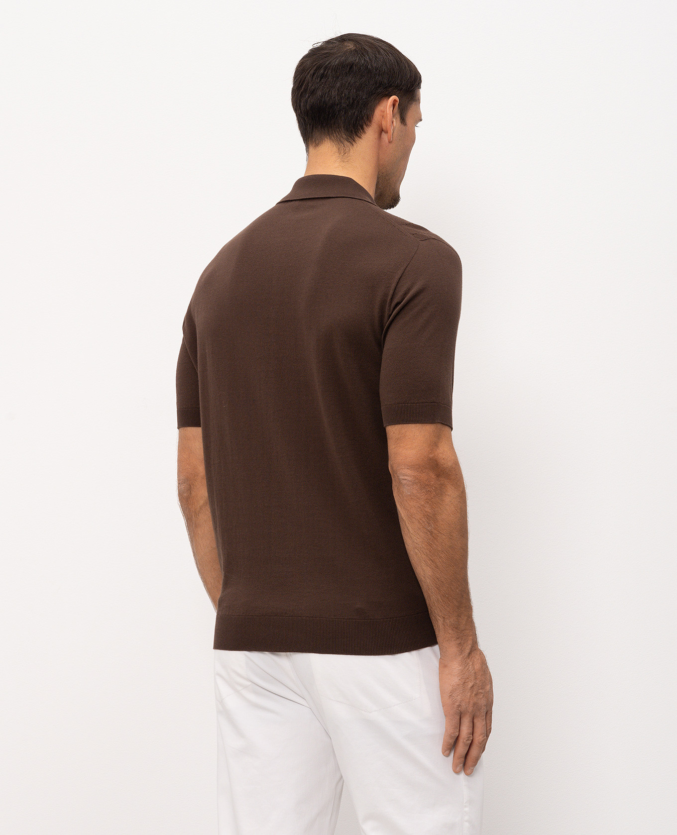 Brown polo shirt with perforated stripes Bilancioni 4