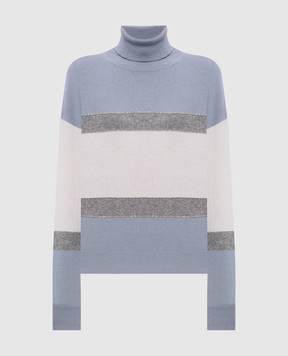 Peserico Blue wool, silk and cashmere sweater with monil chain A99863F12C9283