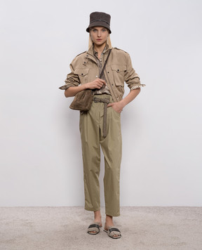 Brunello Cucinelli Khaki silk blouse MQ967RH216