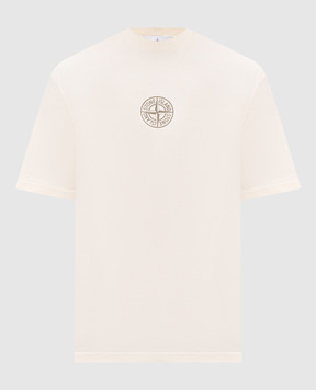 Stone Island Ivory T-shirt with Low Infos print L2S152100001S0480