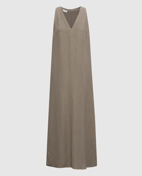 Brunello Cucinelli Brown dress with linen MH126A4812