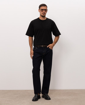 Dolce&Gabbana Black T-shirt with textured DG logo monogram G8PN9ZG7P7V