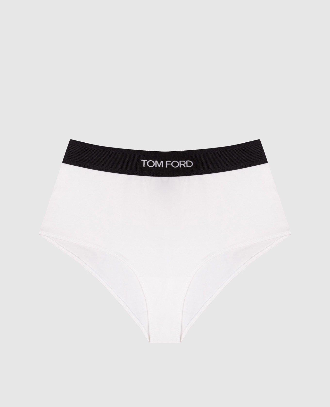 White high-rise panties with logo pattern