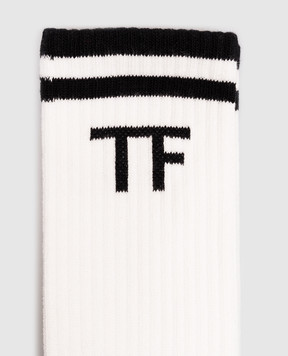 Tom Ford Ivory socks with monogram pattern KKS006YMC036