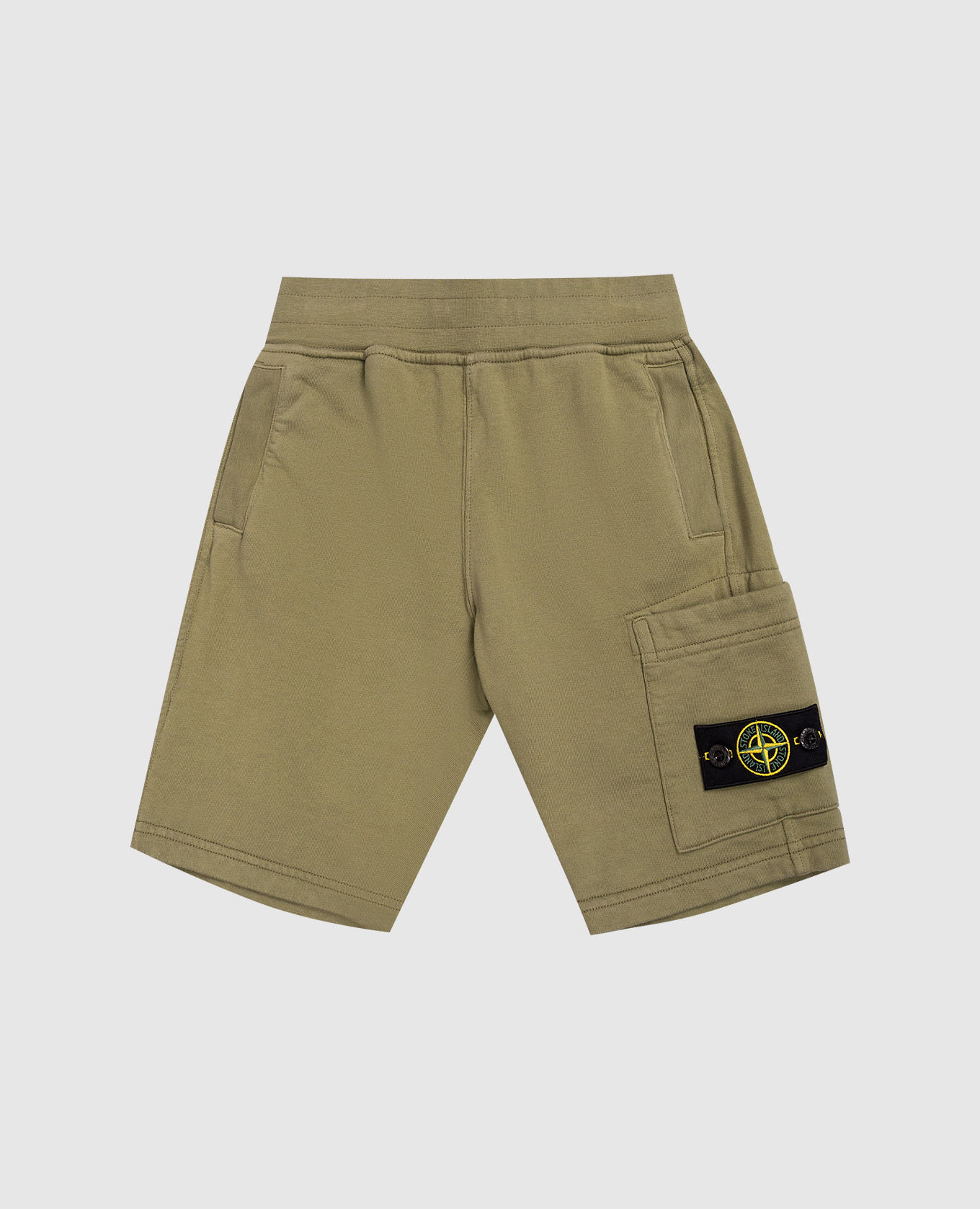Children's green shorts with logo