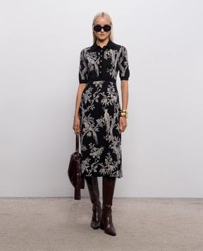 Etro Black wool dress with floral pattern WRKA0171AQ12V