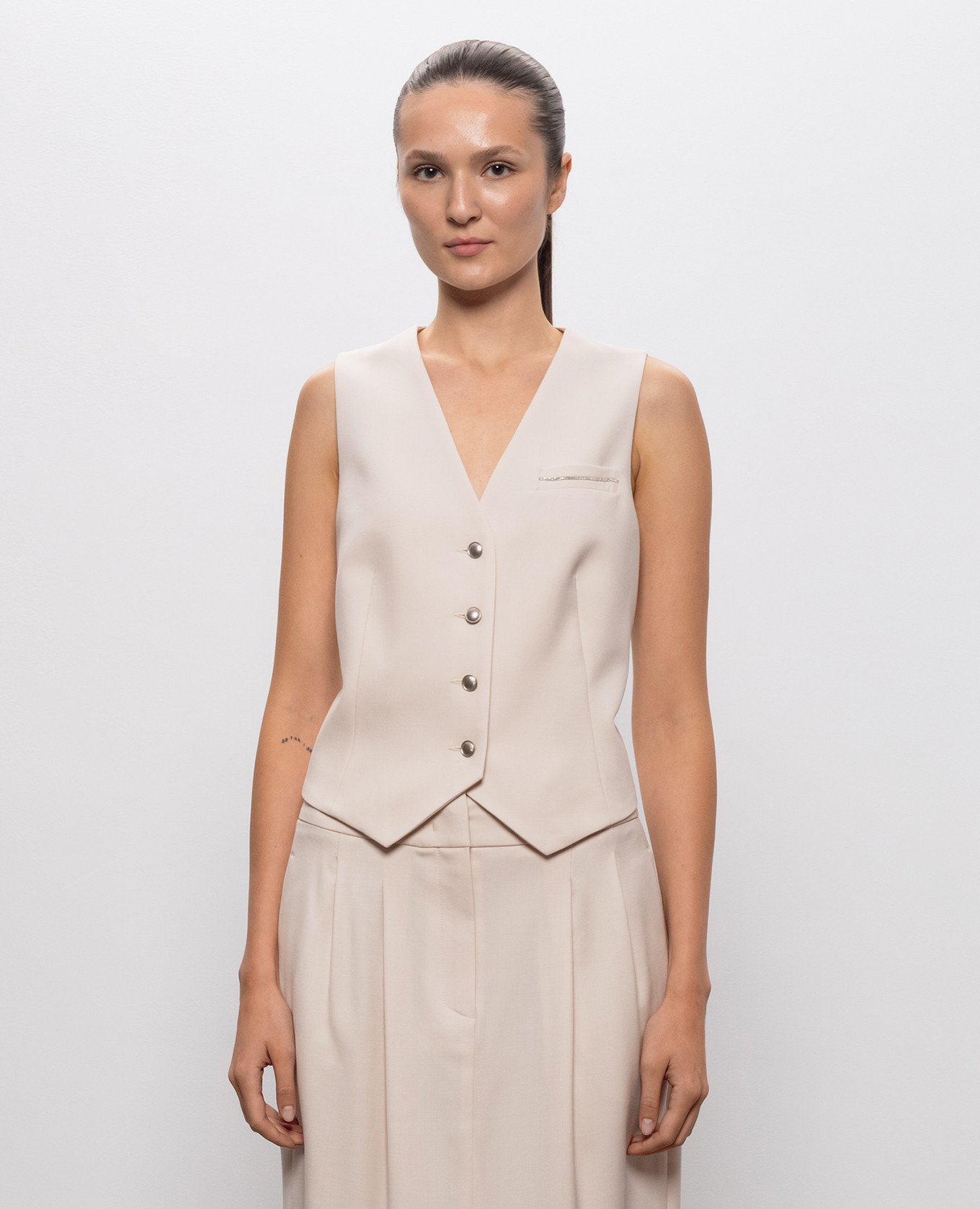 Beige wool vest Peserico 3