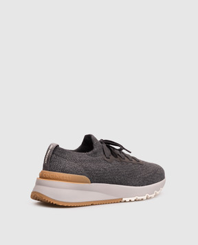 Brunello Cucinelli Grey sneakers with textured logo MZUPMBO252