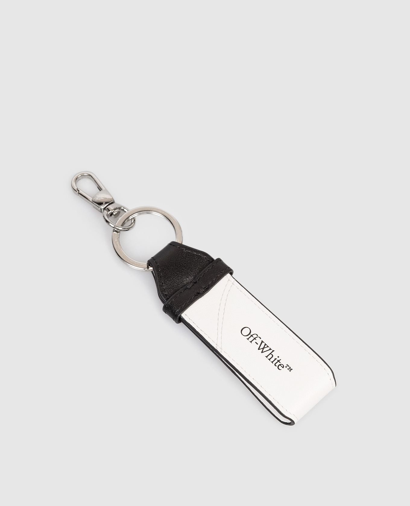 

Black leather keychain with logo print Off-White