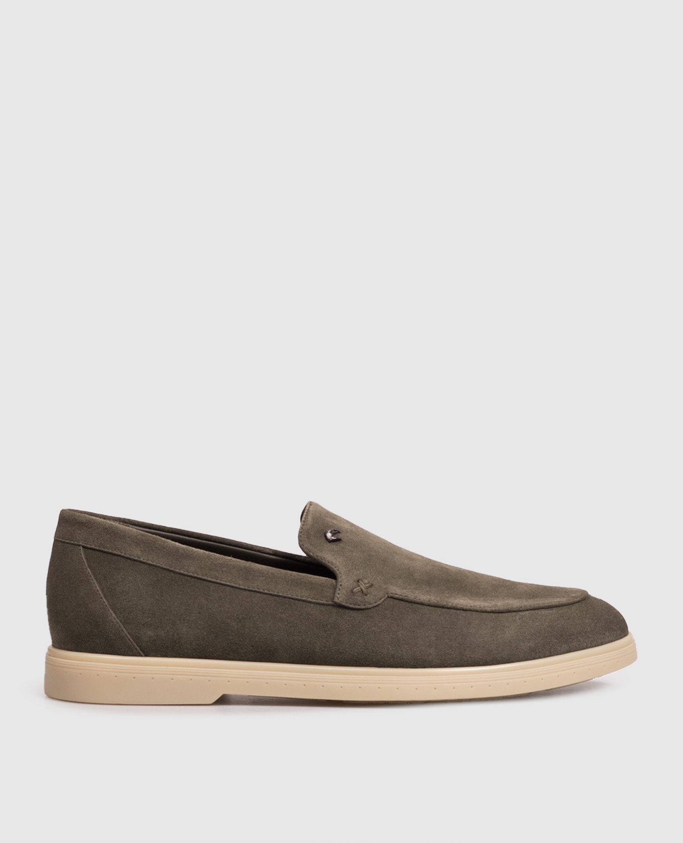 Khaki suede loafers