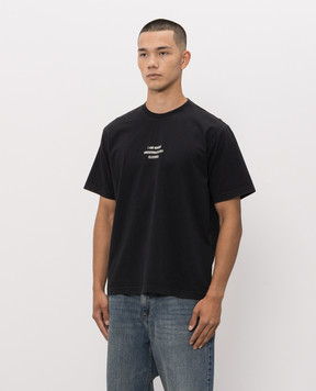 Vetements Black T-shirt with a print of the inscription MH27TR171Bm