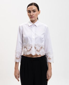 Dolce&Gabbana White blouse with lace F5Q65TFUEEE