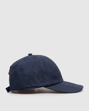 CAPOBIANCO Blue linen cap with logo 20MC1LL00