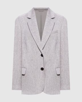 Brunello Cucinelli Gray wool jacket with monil chain MG5497204P