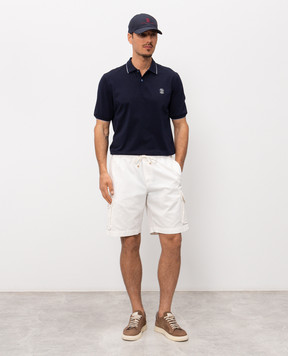 Brunello Cucinelli Navy blue polo shirt with embroidered emblem M0B139779G