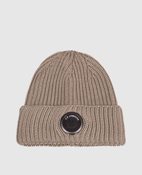 C.P. Company Grey wool hat with logo patch MAC739A005509A