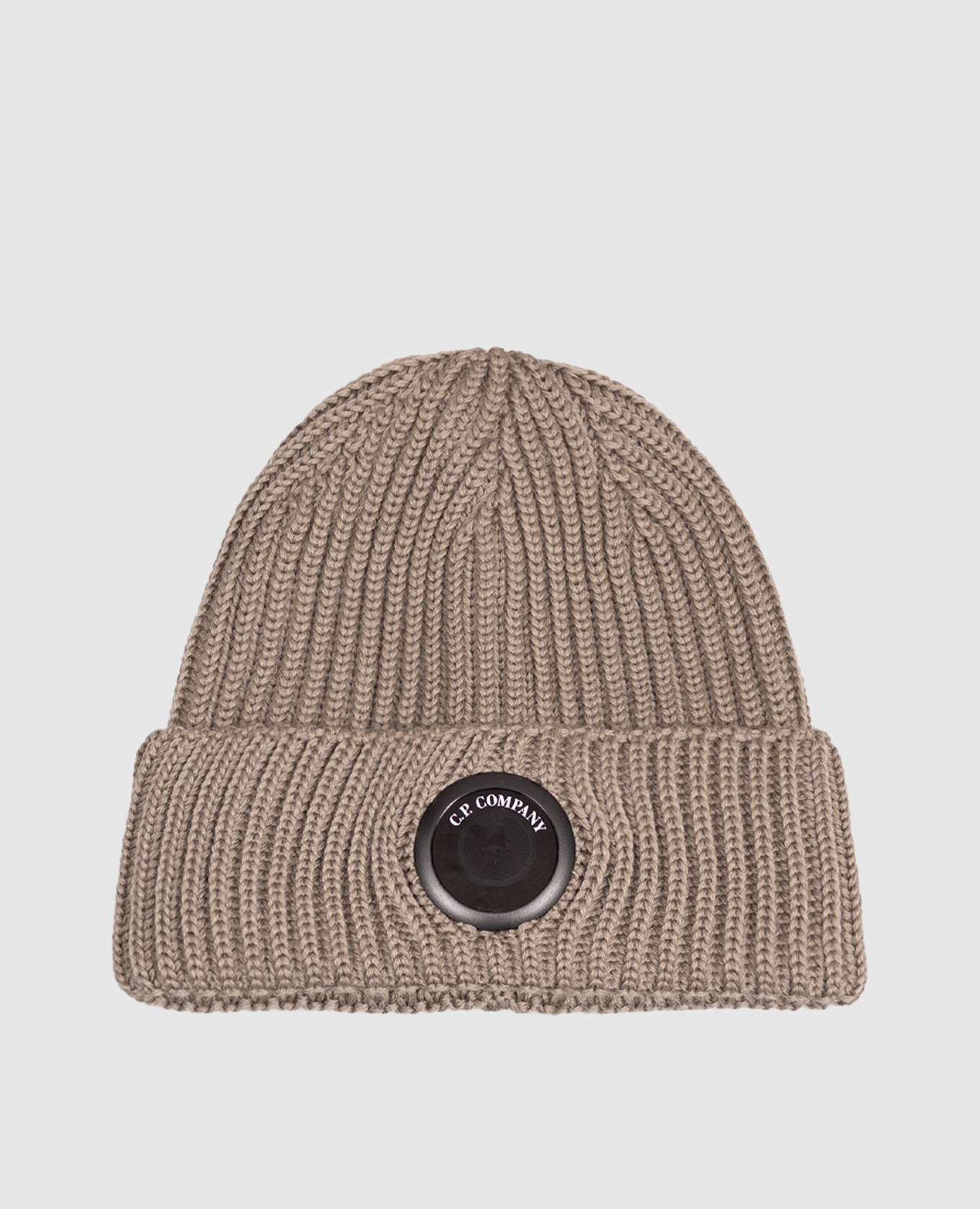 Grey wool hat with logo patch