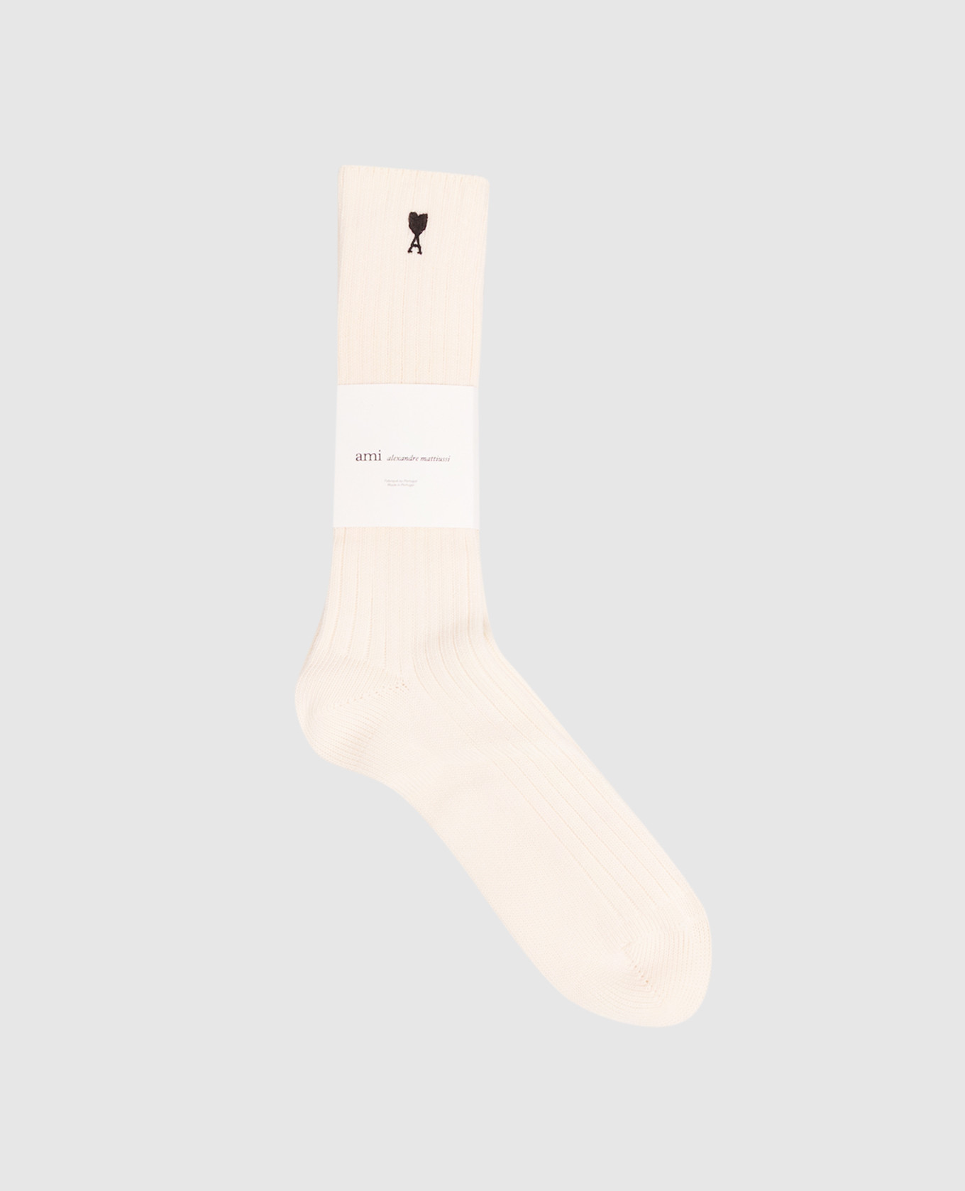 Beige socks with embroidered logo